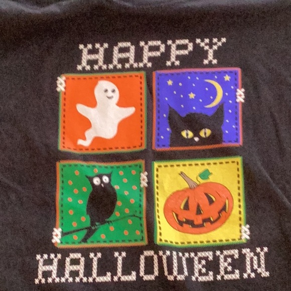 Halloween Flair T shirt Top Black sz 16/18 XL Glitter Sparkle Ghost Pumpkin Cat - Picture 5 of 13